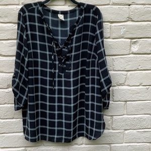 Faded Glory Black&White Women’s Blouse, Size-2X